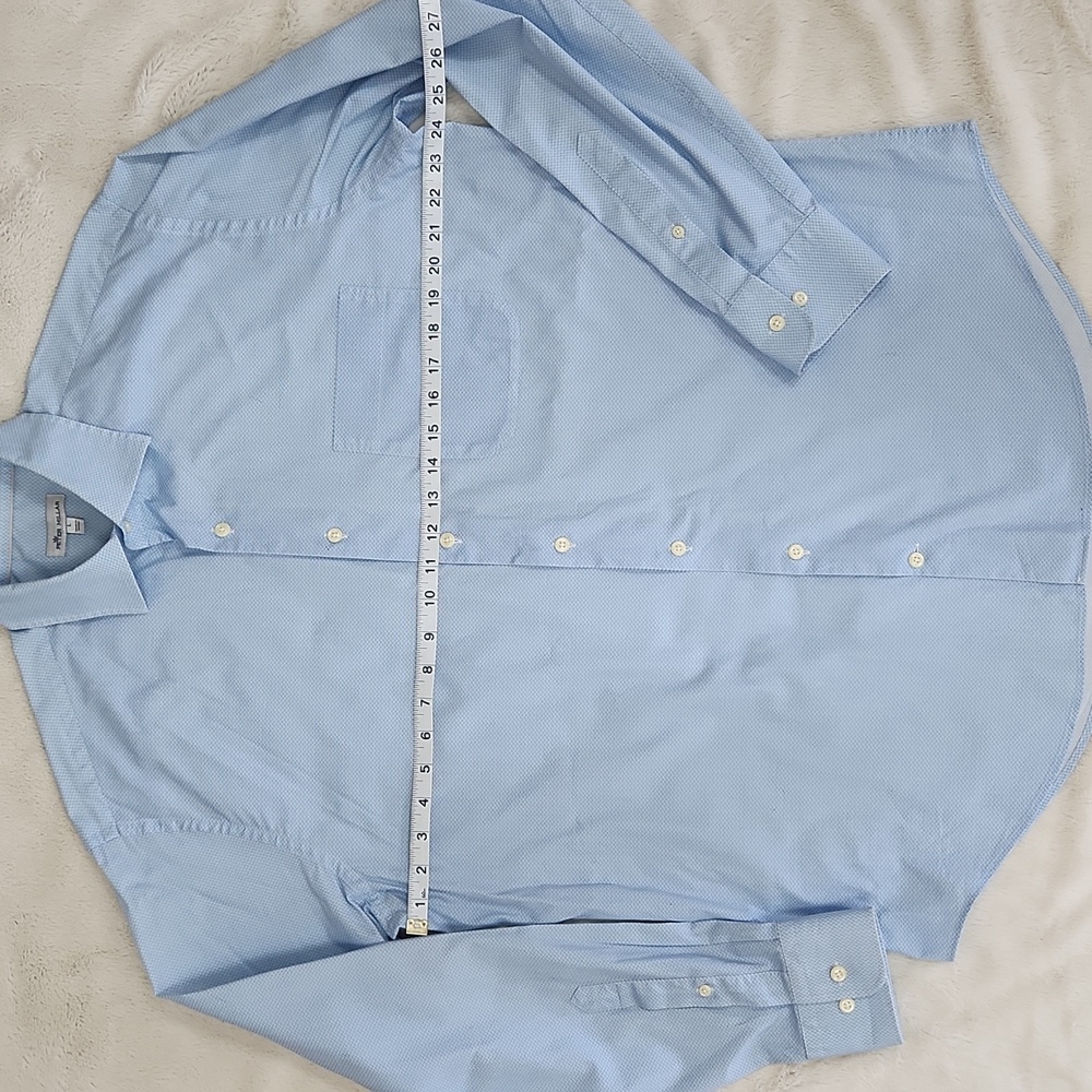 Peter Millar Blue & White Geometric Long-sleeve Button-down Shirt Size Large - Picture 2 of 6